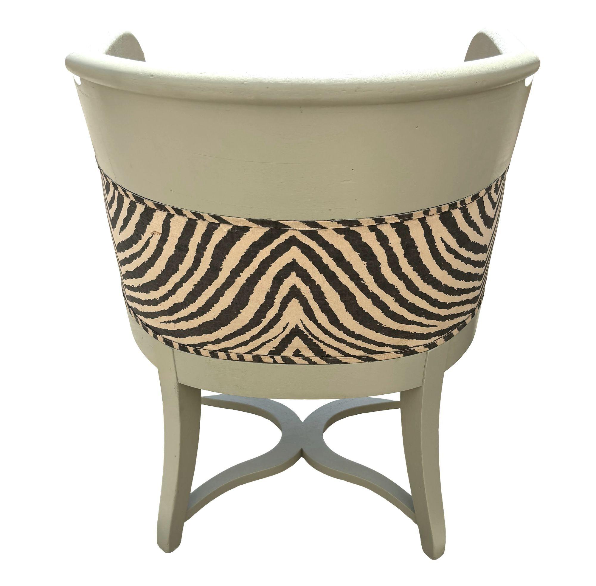 Late 20th Century Playful Memphis Inspired Zebra Scrolling Bedermeier Lounge Chair