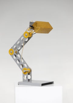playful metal table lamp in Memphis Milano and meccano style made in Italy