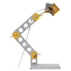 playful metal table lamp in Memphis Milano and meccano style made in Italy