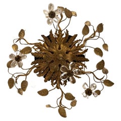 Playful Midcentury Ceiling Lamp-France. Rosettes and Foliage