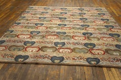 Playful Multicolor Heart Pattern Reproduction American Hooked Rug 6'x9' Carpet