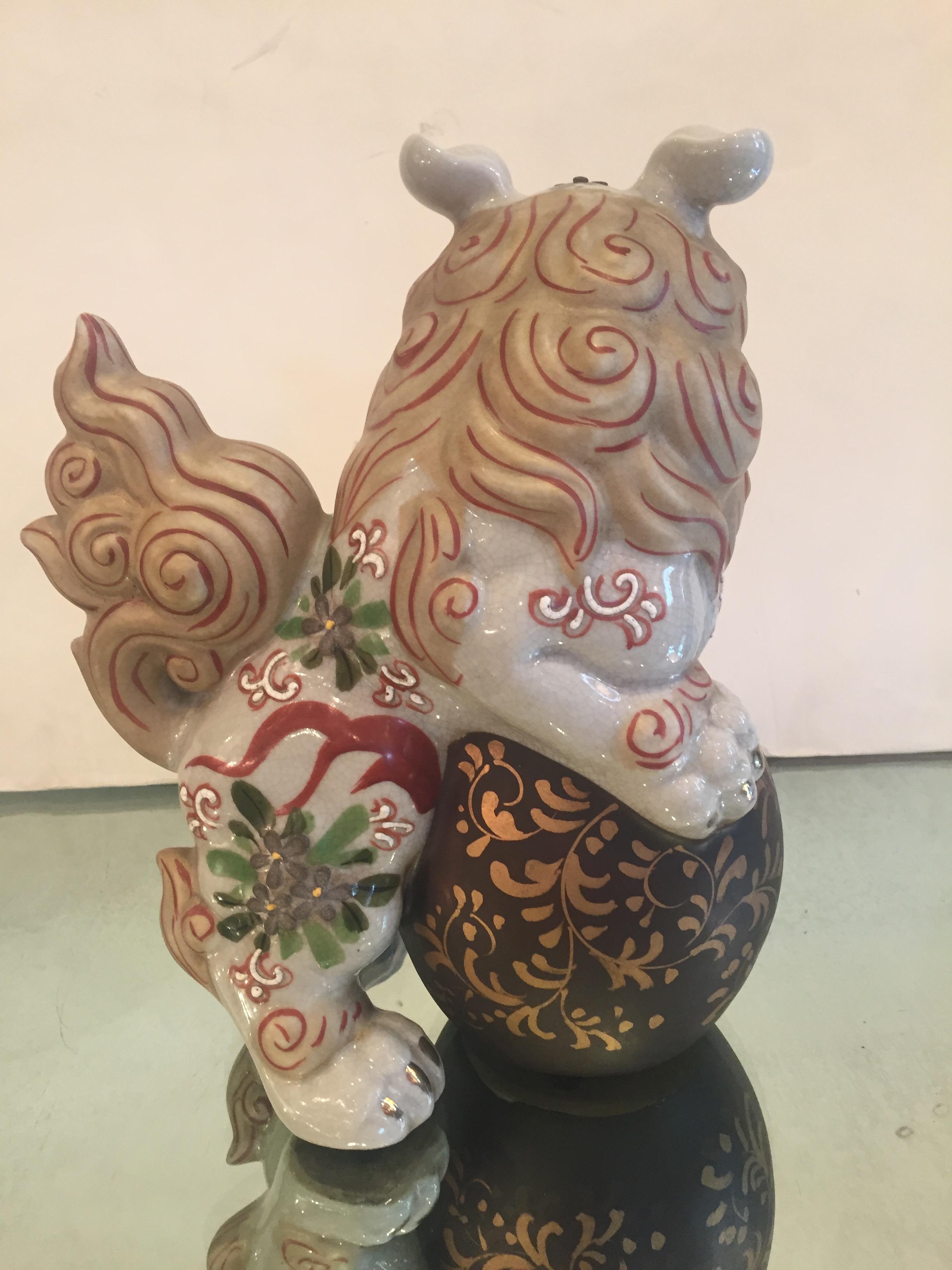 Playful Pair of Chinese Porcelain Foo Dogs 3