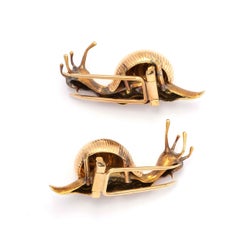 Playful Pair of Vintage 18ct Gold Snail Brooches