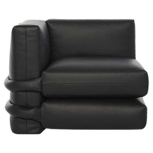 Playful "Pillow Sofa" by Muller Van Severen, Black corner in leather