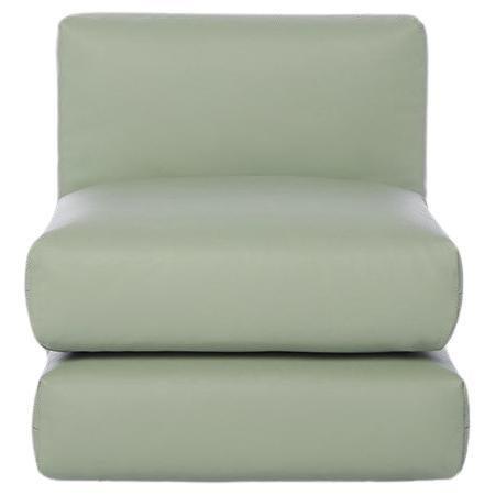 Playful "Pillow Sofa" by Muller Van Severen, Mint Green single seat in leather For Sale