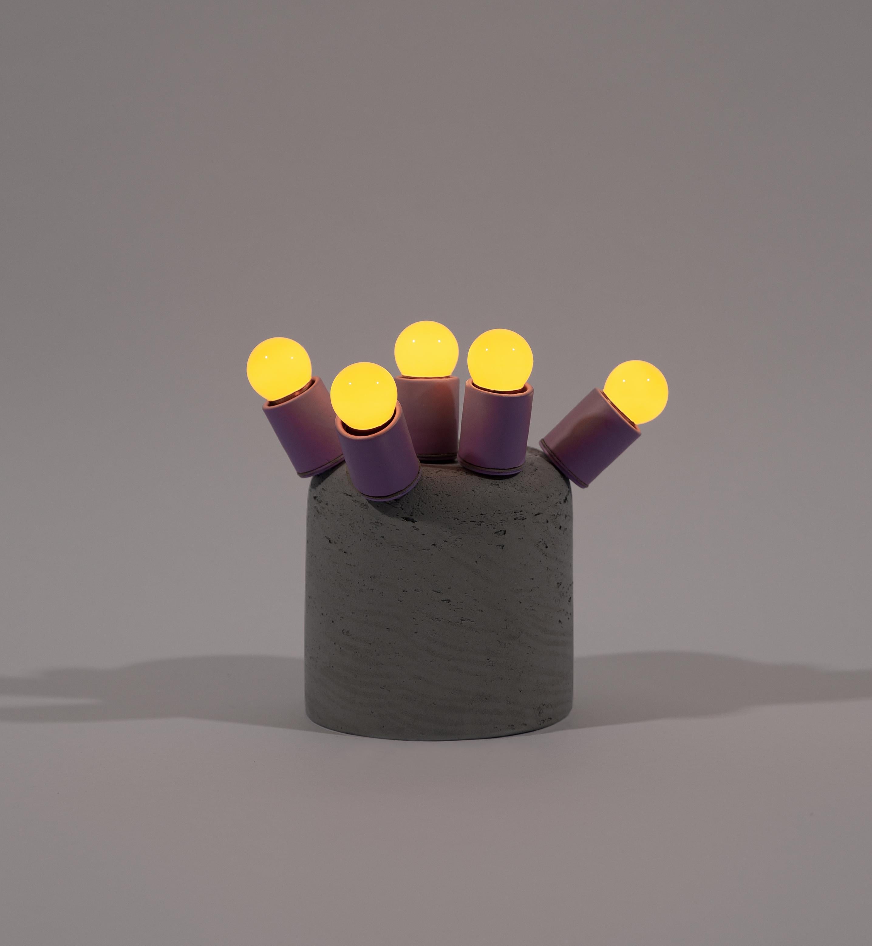 Post-Modern Playful Purple and Yellow Concrete Contemporary Table Lamp by Nusprodukt