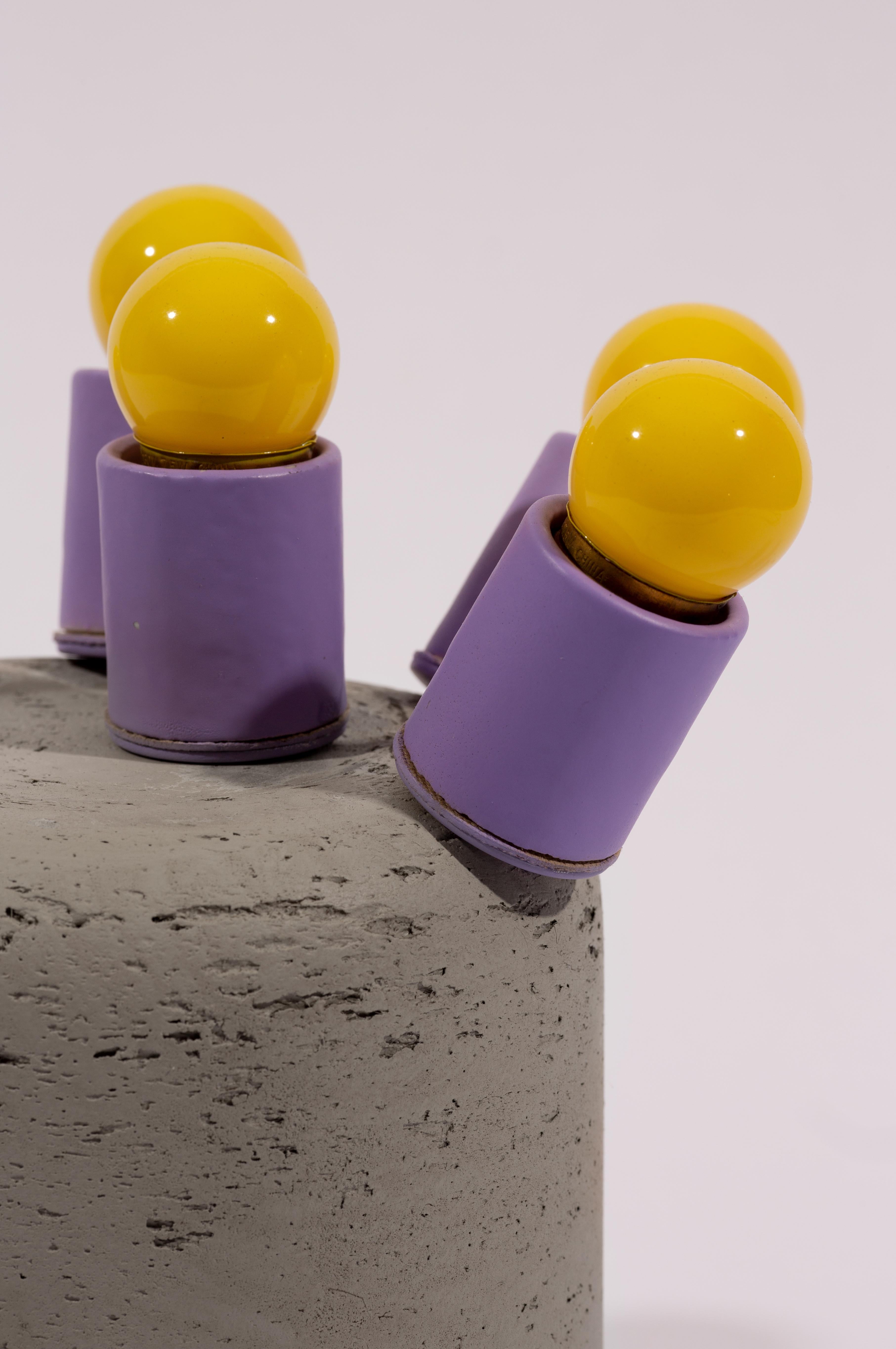 American Playful Purple and Yellow Concrete Contemporary Table Lamp by Nusprodukt