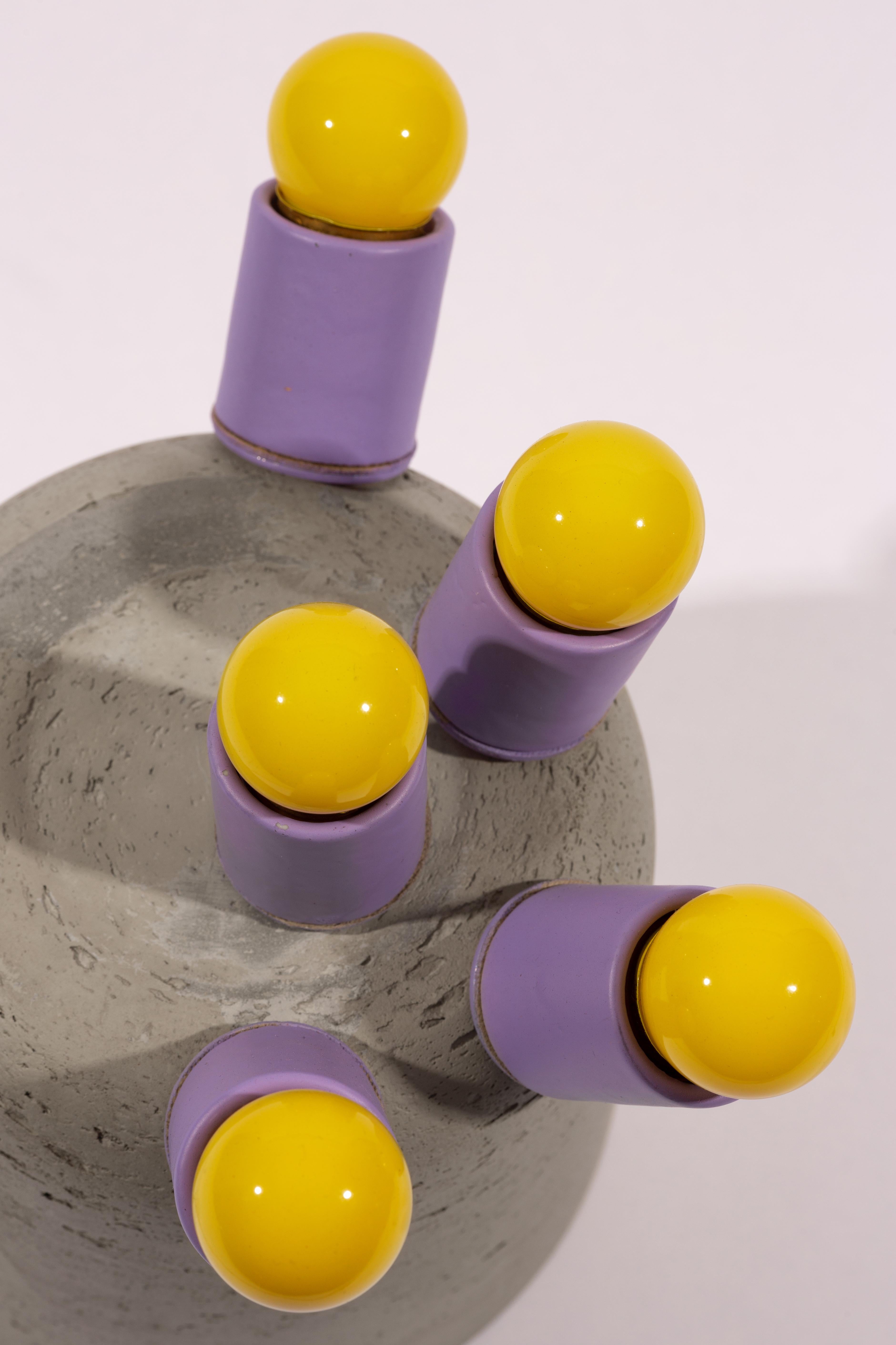 Hand-Crafted Playful Purple and Yellow Concrete Contemporary Table Lamp by Nusprodukt