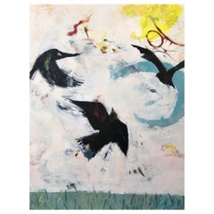 Playful Rooks, Contemporary Oil Painting