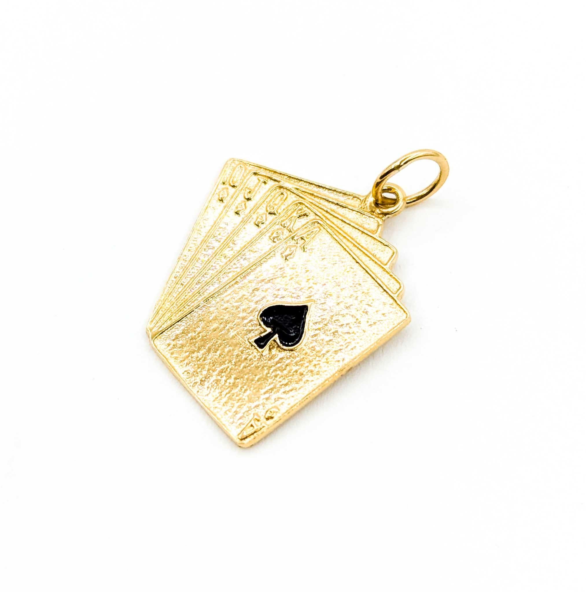 Contemporain Pendentif en or jaune 14k pour cartes de poker Royal Flush en vente