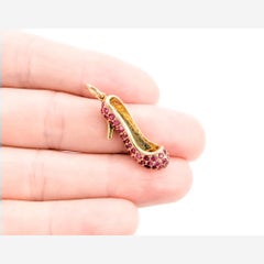 Playful Ruby Shoe Charm in 14k Yellow Gold