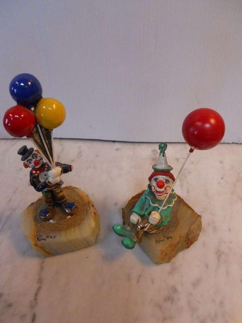 Folk Art Playful Set of Ron Lee Clowns For Sale