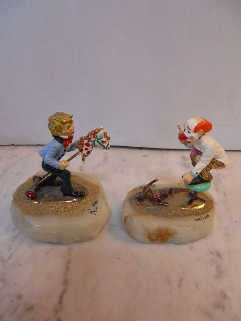 Folk Art Playful Set of Ron Lee Clowns For Sale