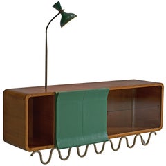 Playful Sideboard with Glass and Attached Lamp, Italy, 1950s