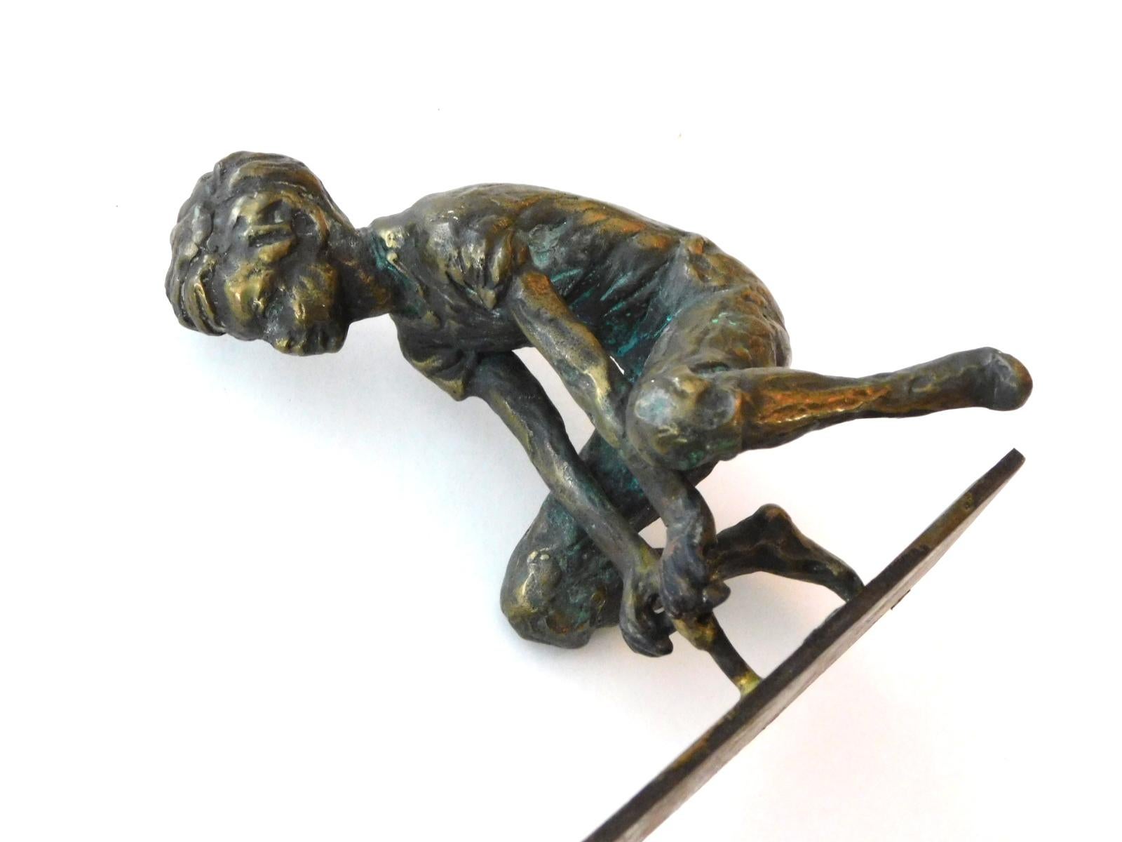 Modern Playful Signed Bronze Seesaw Sculpture by Curtis Jere, 1968 For Sale