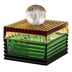 Piccola scatola giocosa in verde e ambra di Badari