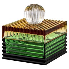 Playful Small Green and Amber Box by Badari