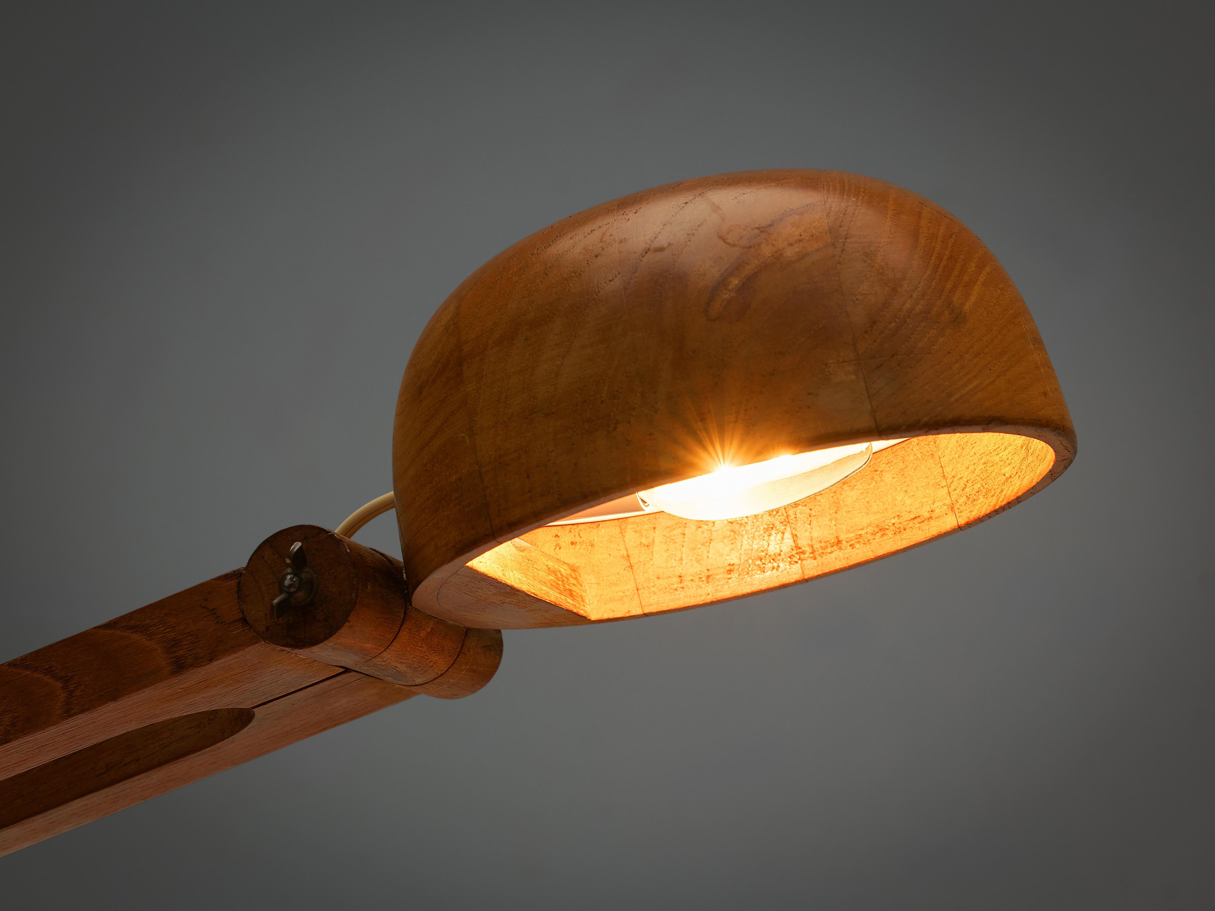 Mid-Century Modern Playful Table Lamp by Paolo Pallucco in Solid Oak