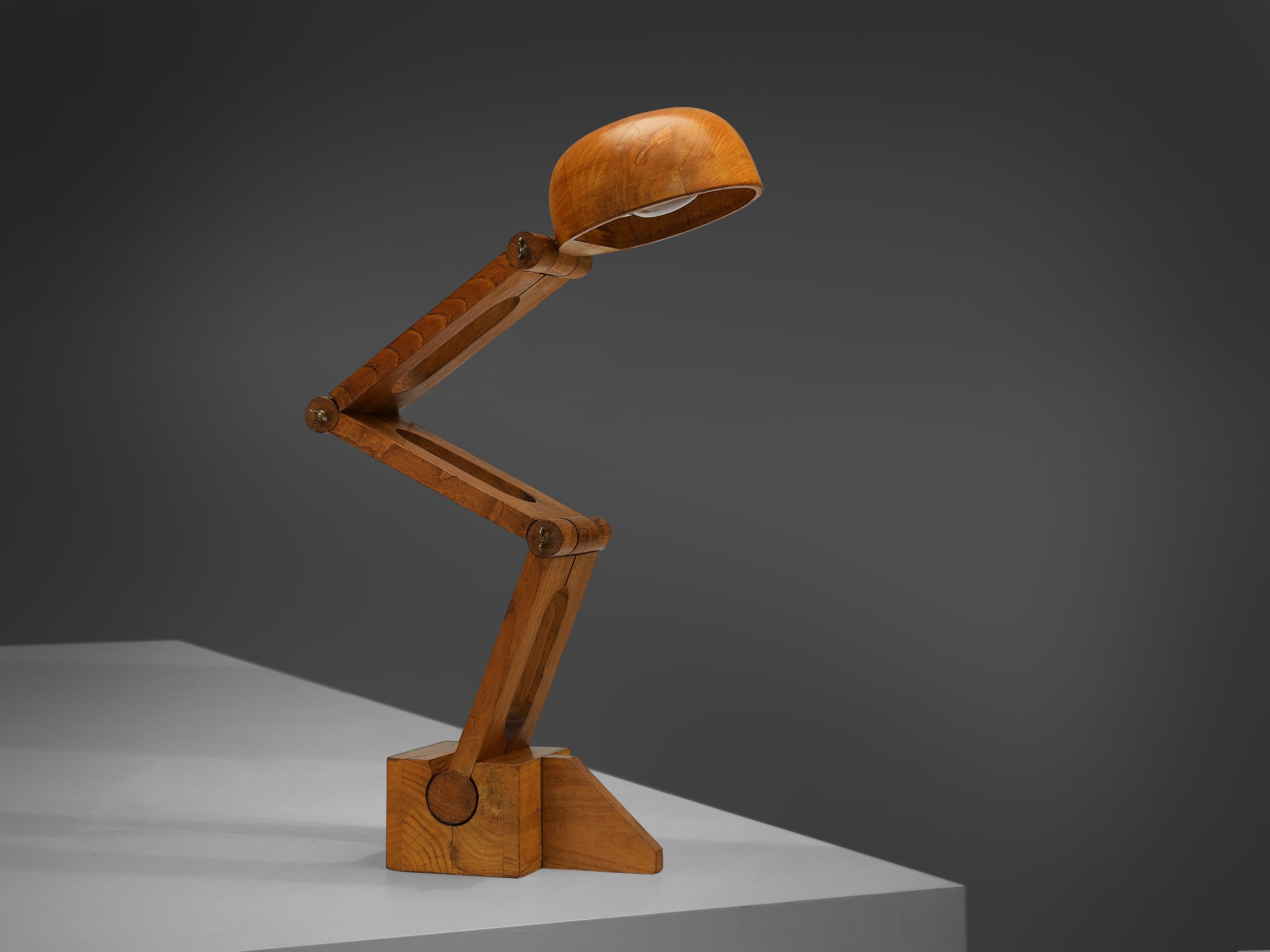 Italian Playful Table Lamp by Paolo Pallucco in Solid Oak