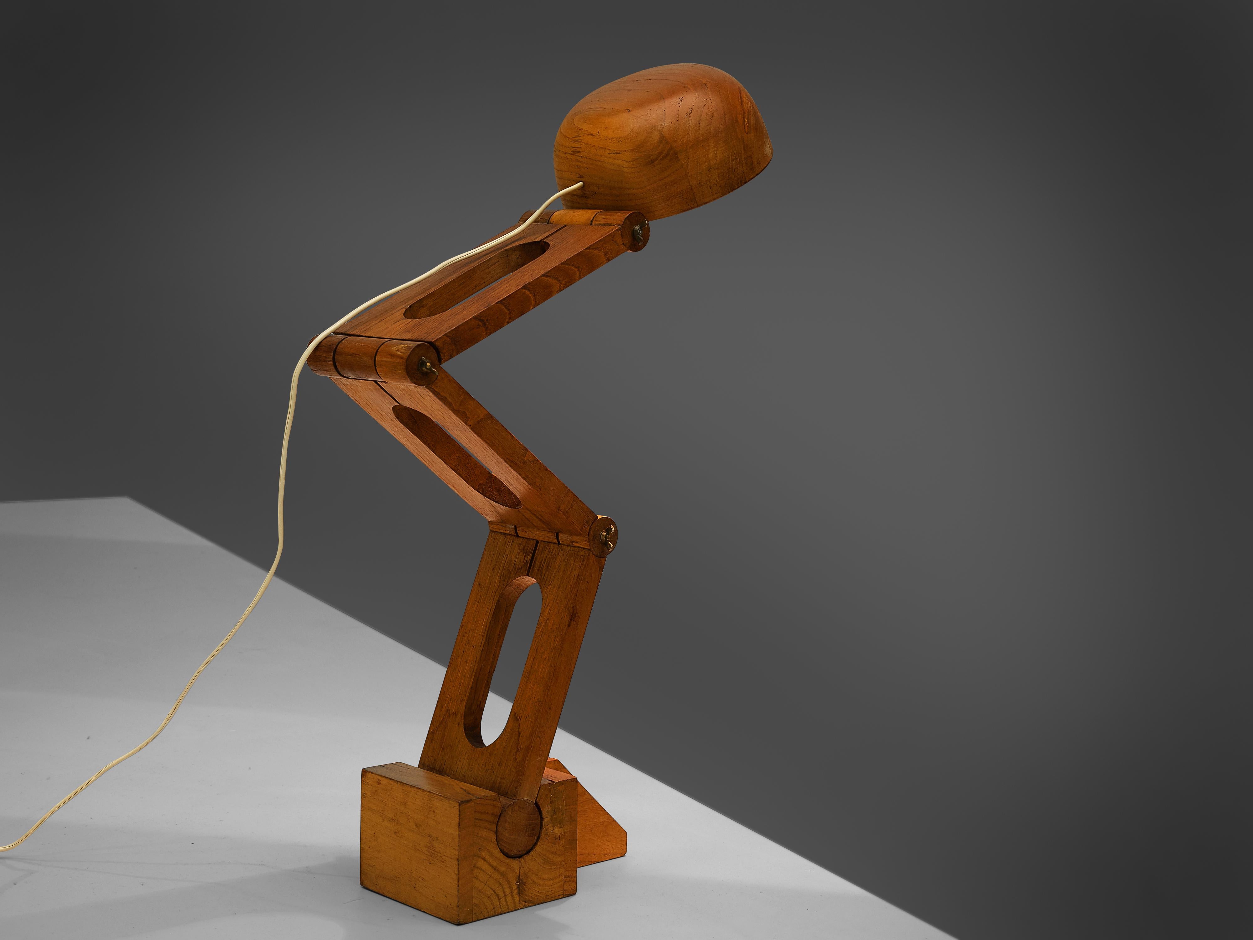 Mid-20th Century Playful Table Lamp by Paolo Pallucco in Solid Oak