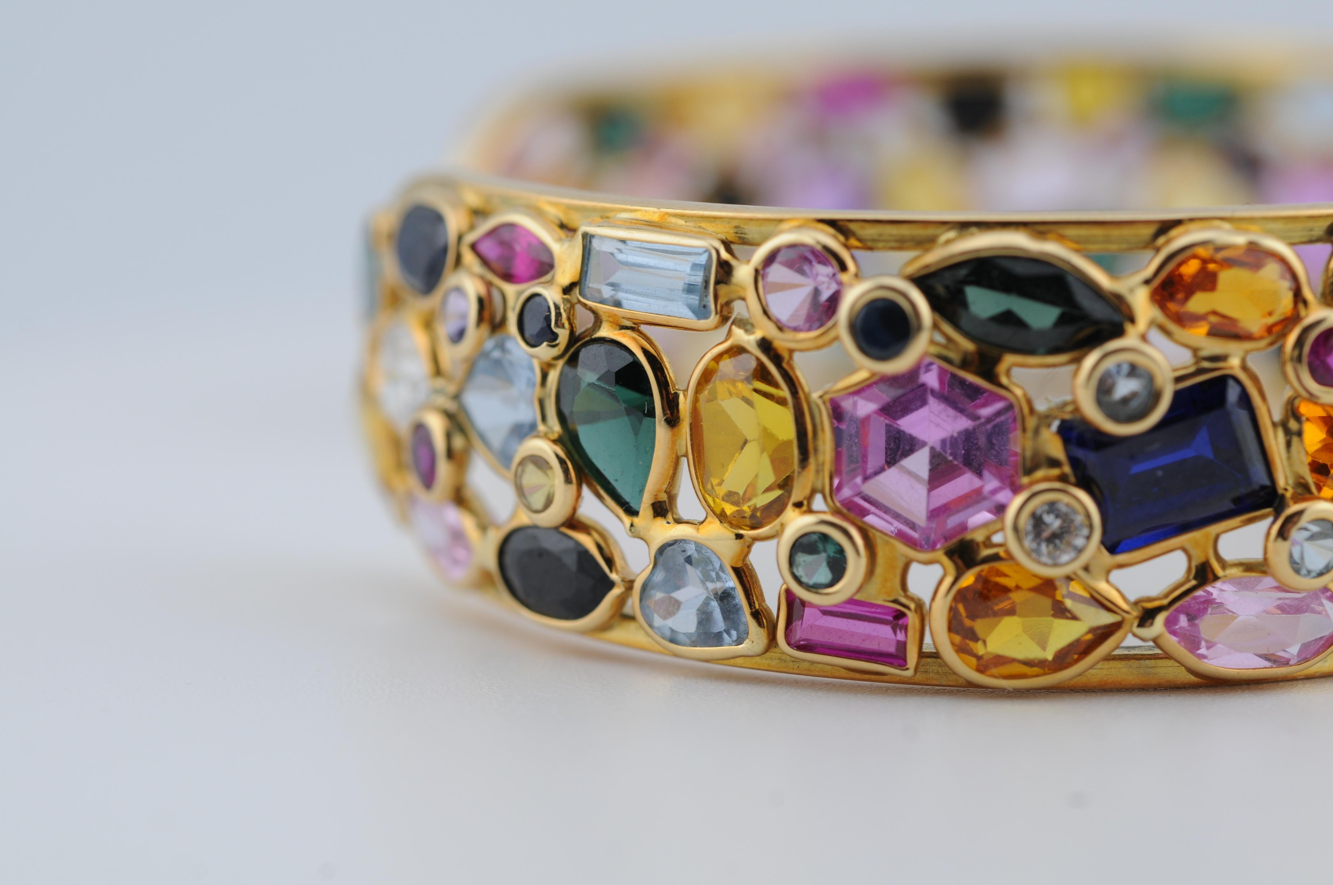 Bracciale giocoso Tutti Frutti con pietre colorate naturali in oro 18 carati in vendita 5