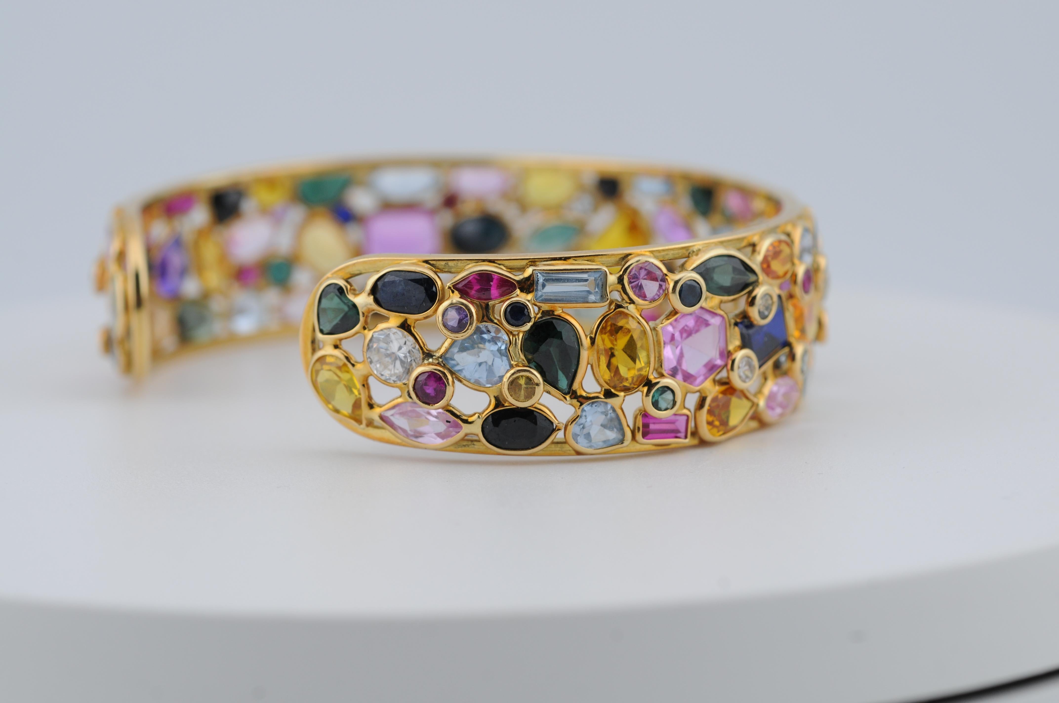 Bracciale giocoso Tutti Frutti con pietre colorate naturali in oro 18 carati in vendita 2