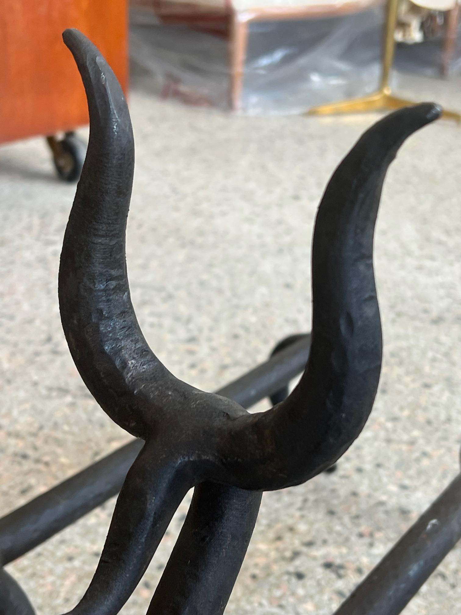 Playful Animal Wrought Iron Andirons For Sale 5