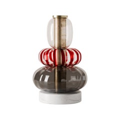 Playground Murano Glass Vase, Cristal + Red + Smoke, 12.2 in