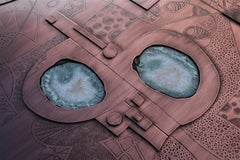 Playground Square Coffee Table by Belgali Acid Etched Copper and Agate Slice