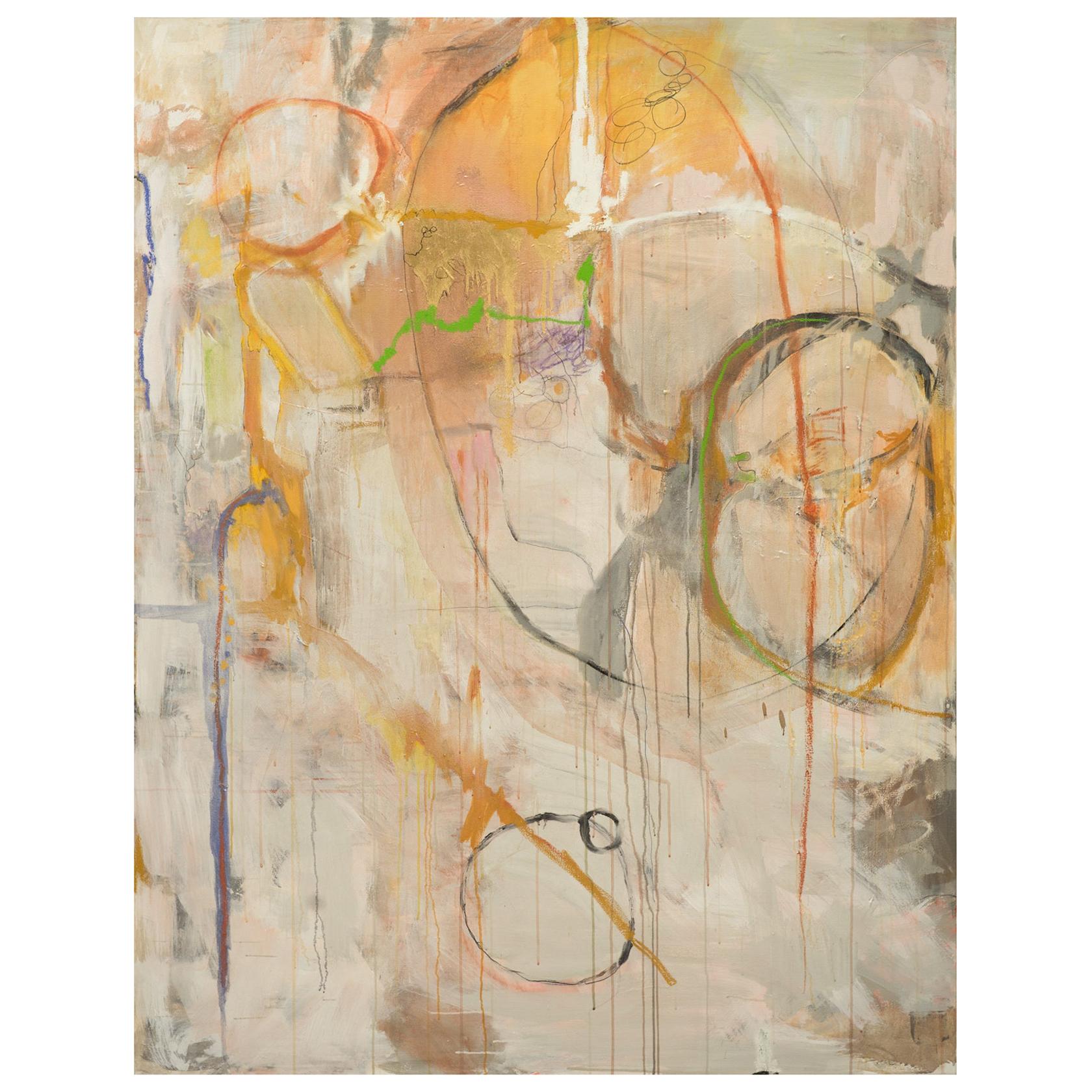 "Playing":: grande huile abstraite sur toile encadrée de Kathi Robinson Frank en vente