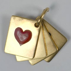 Playing Cards Aces Gold Enamel Charm Pendant