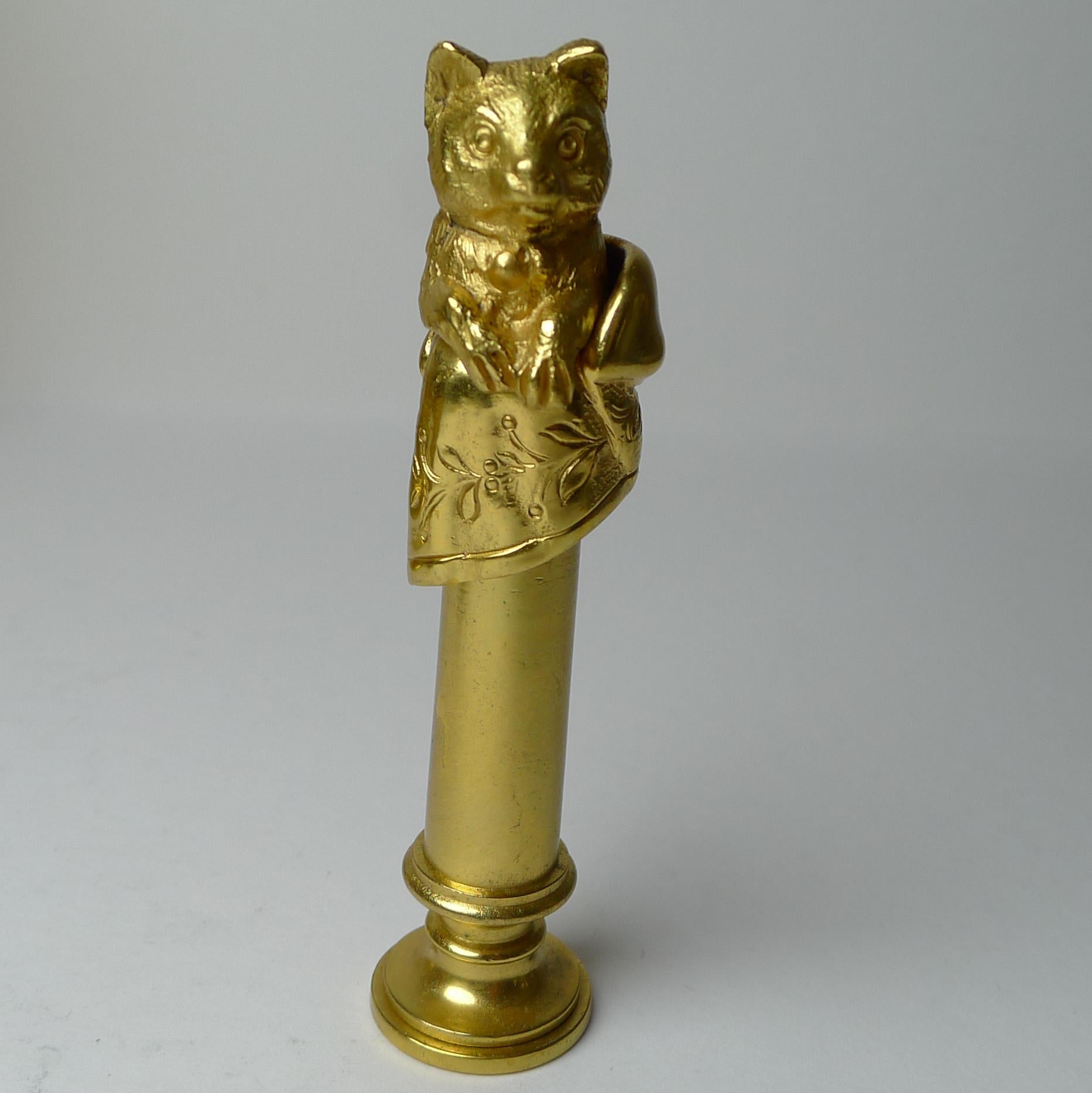 Vergoldetes Bronze-Schreibtisch-Set mit Katzen oder Kitten – um 1890 im Angebot 4