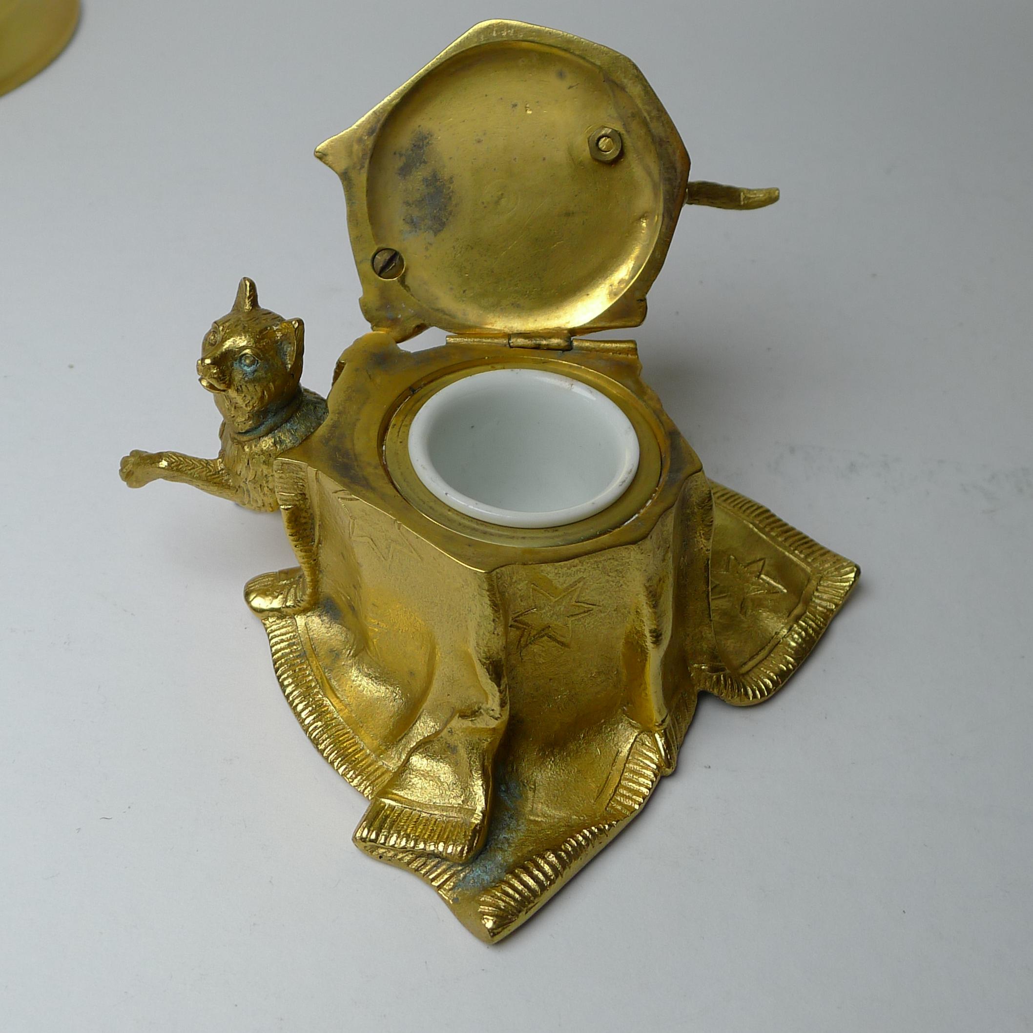 Playing Cats or Kittens, Gilded Bronze Desk Set, c.1890 For Sale 7