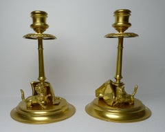 Playing Cats or Kittens, Gilded Bronze Desk Set, c.1890