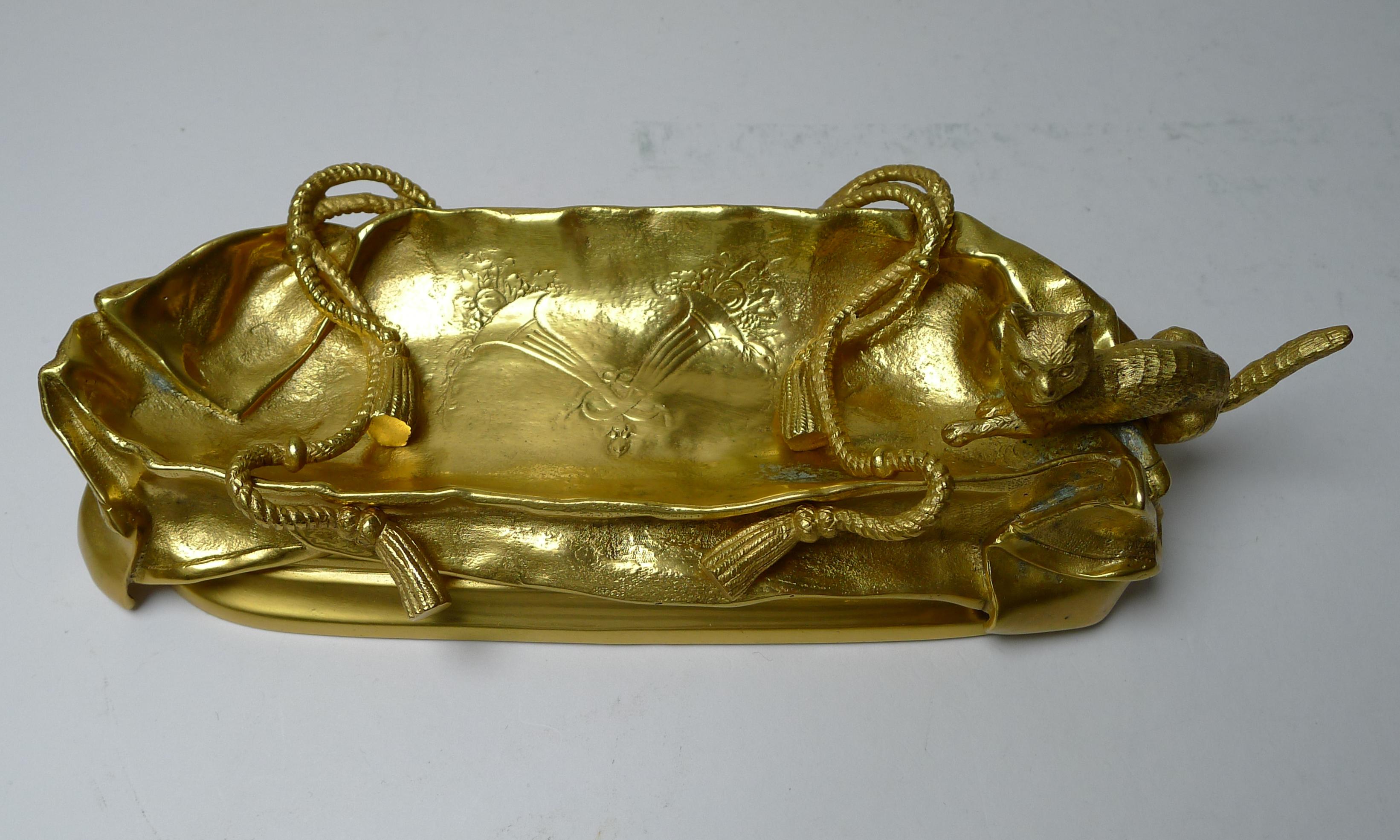 Vergoldetes Bronze-Schreibtisch-Set mit Katzen oder Kitten – um 1890 im Angebot 2