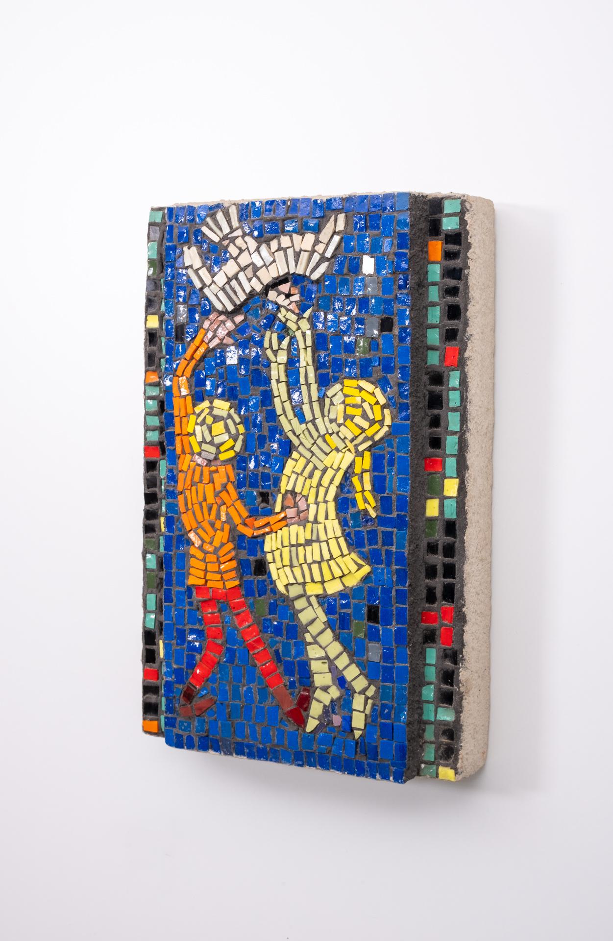 Playing Children Glass Mosaic, 1960s In Good Condition For Sale In Den Haag, NL