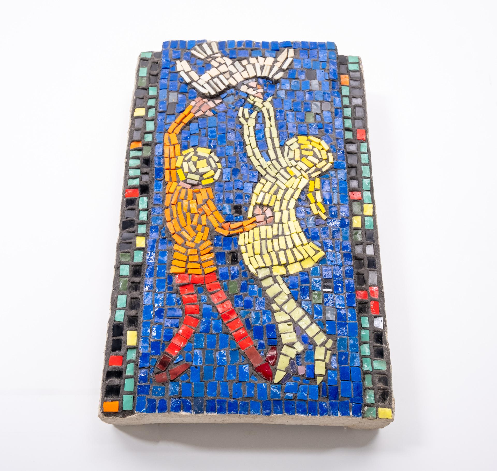 Playing Children Glass Mosaic, 1960s For Sale 1