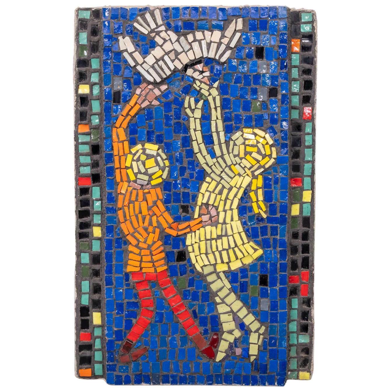 Playing Children Glass Mosaic, 1960s For Sale