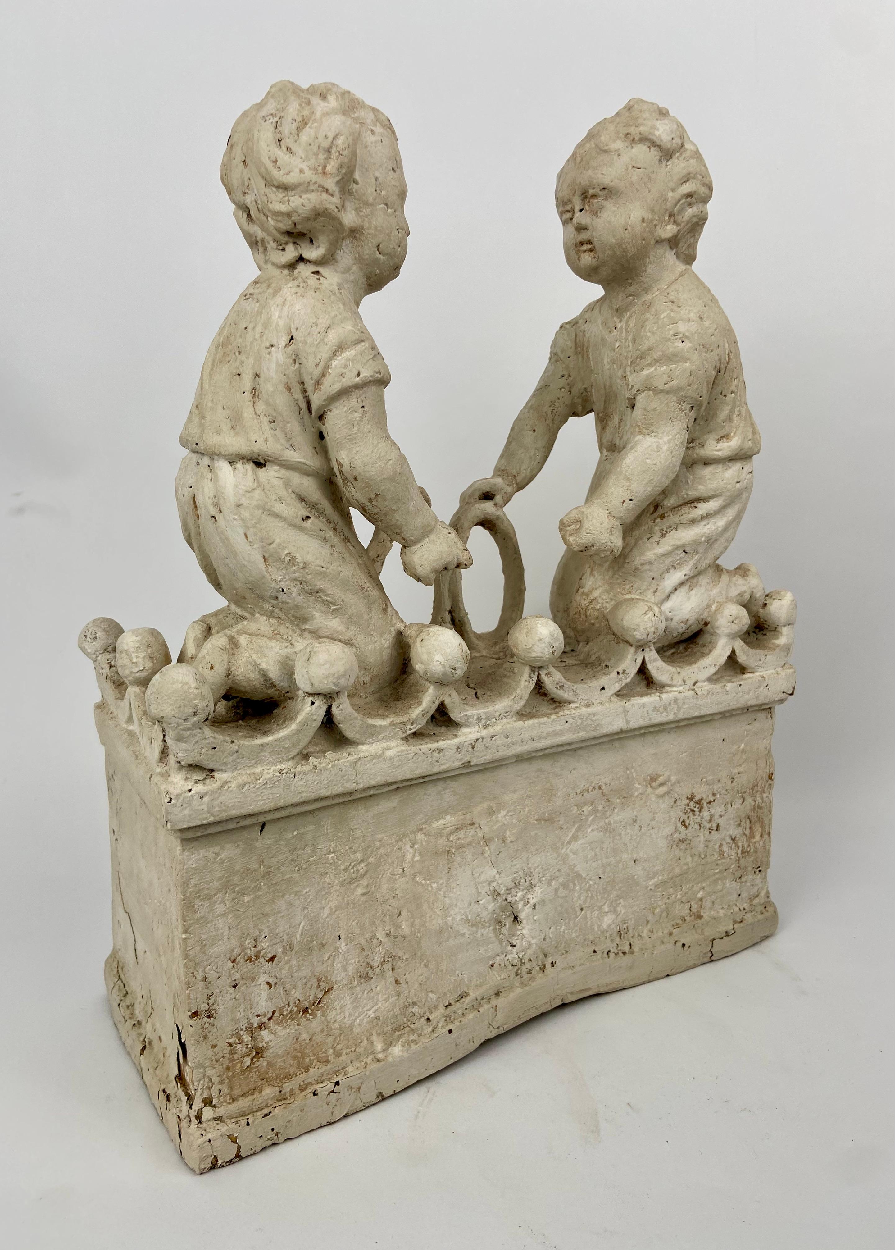 Baroque Playing children, hand carved  For Sale