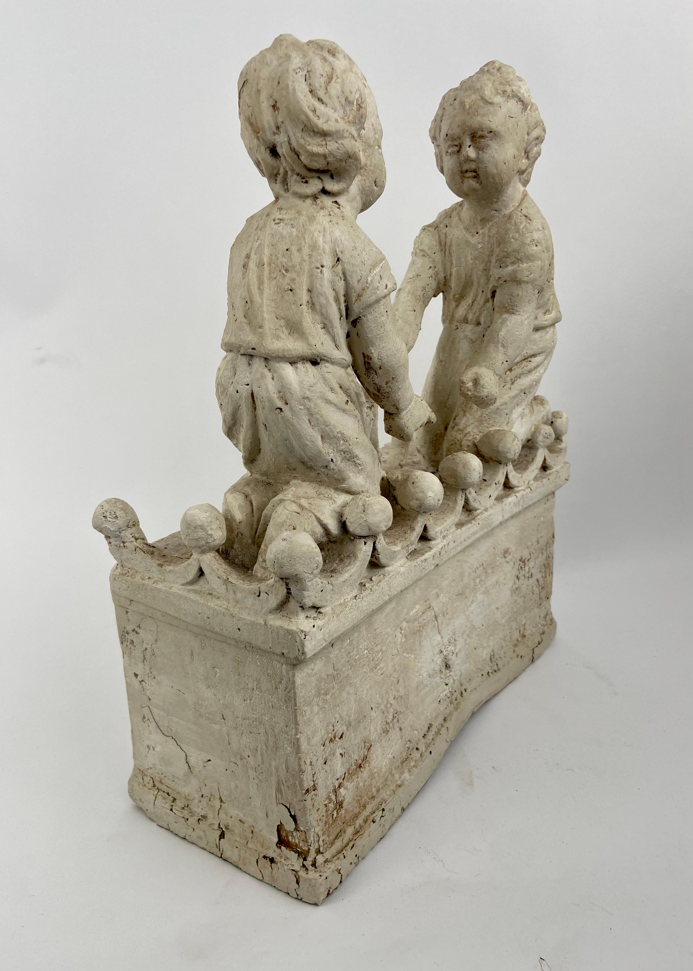 Dutch Playing children, hand carved  For Sale