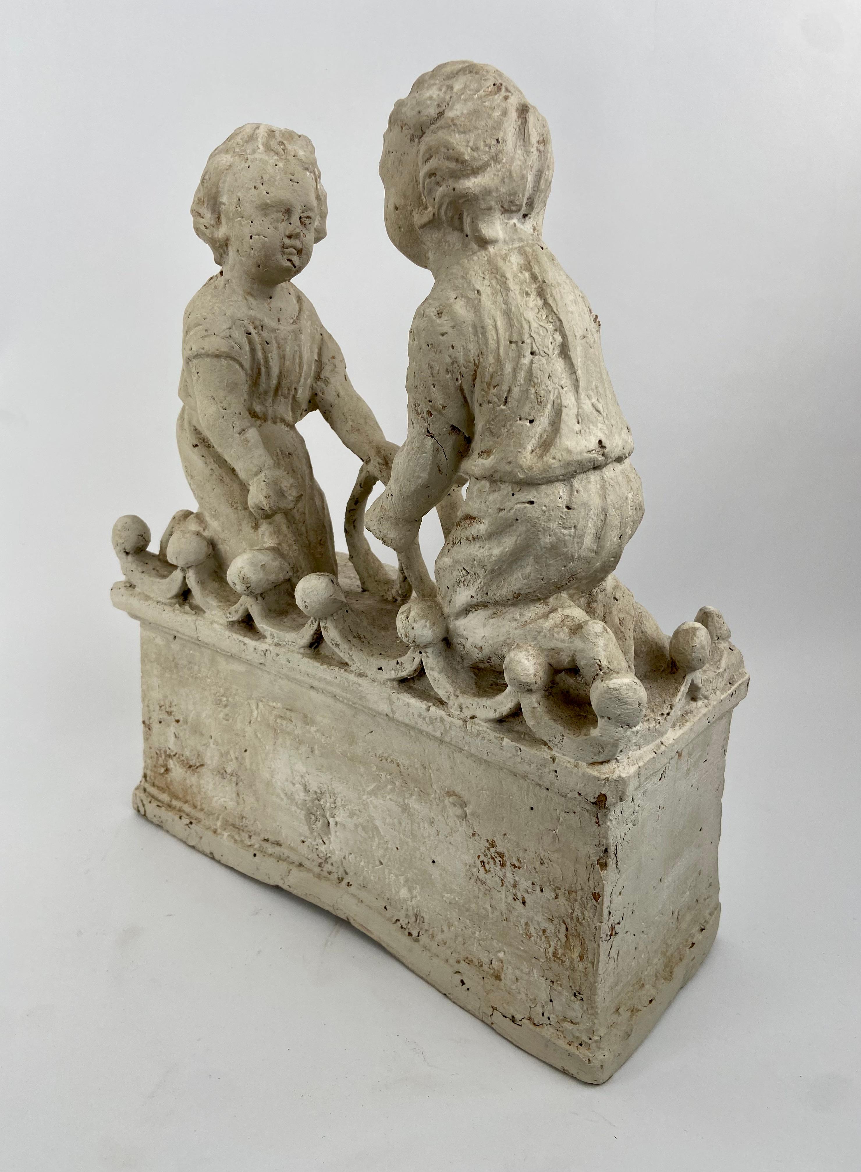 Hand-Carved Playing children, hand carved  For Sale