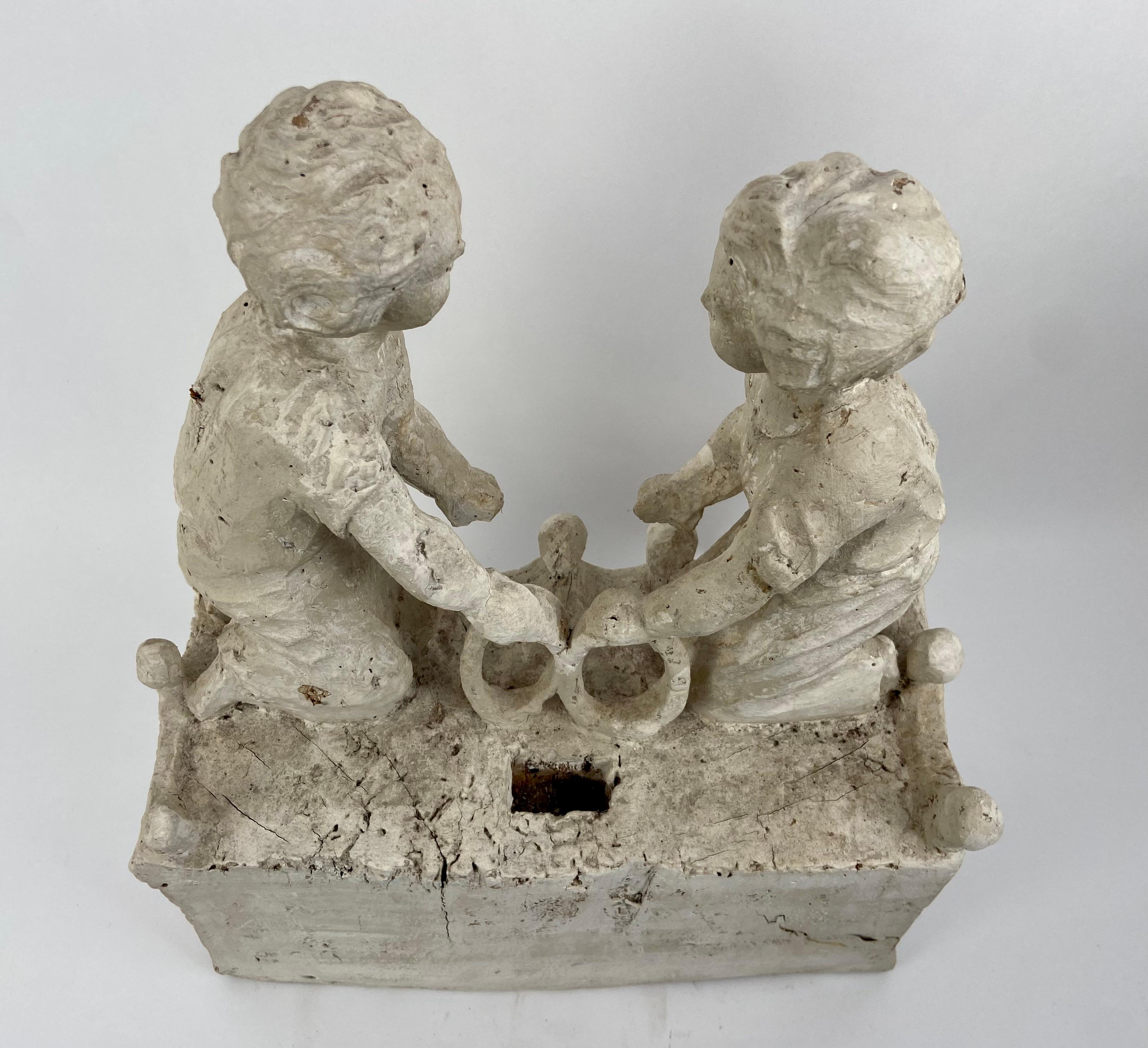Mid-18th Century Playing children, hand carved  For Sale