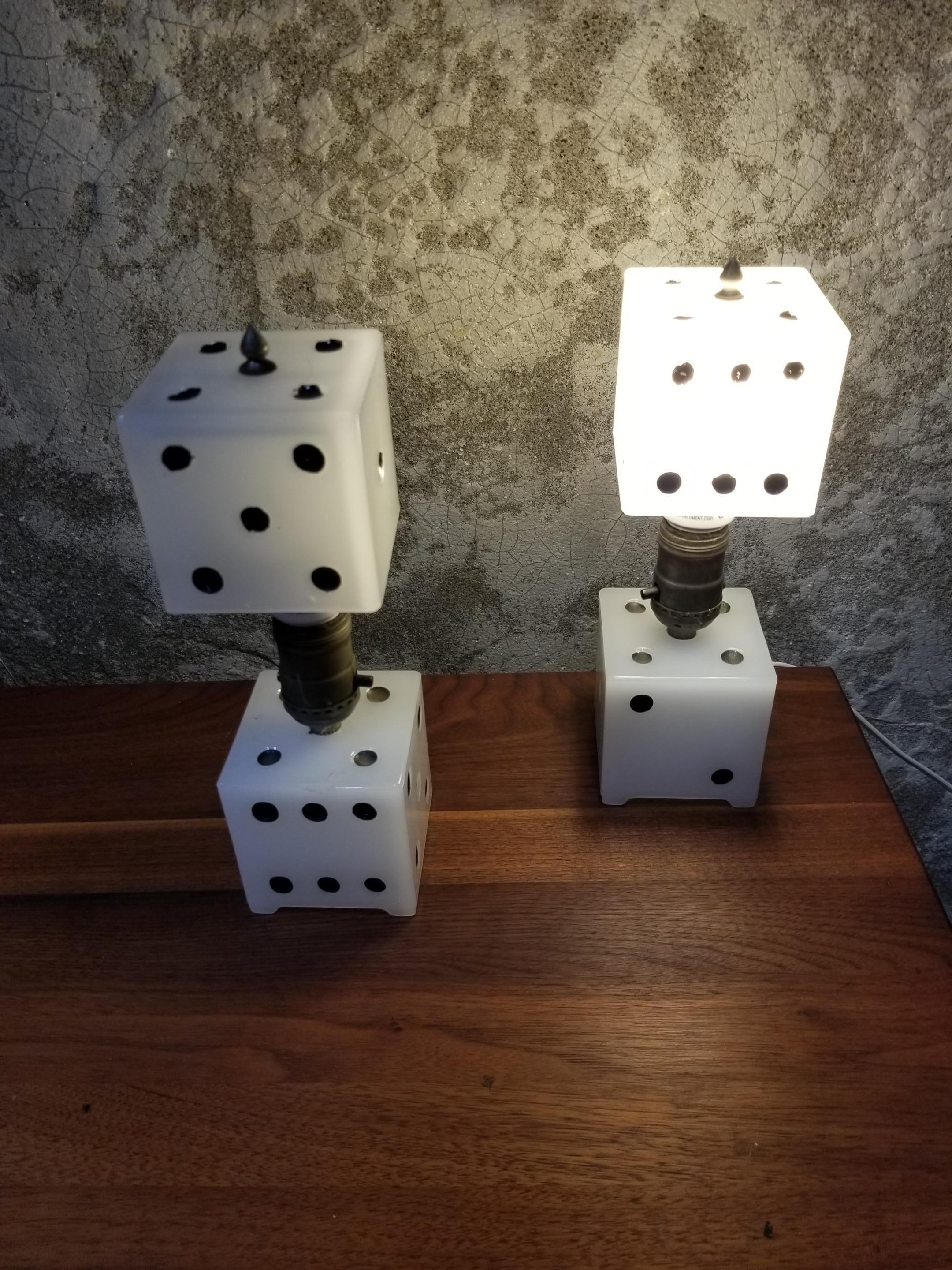 American Playing Dice Table Lamps, circa 1950s