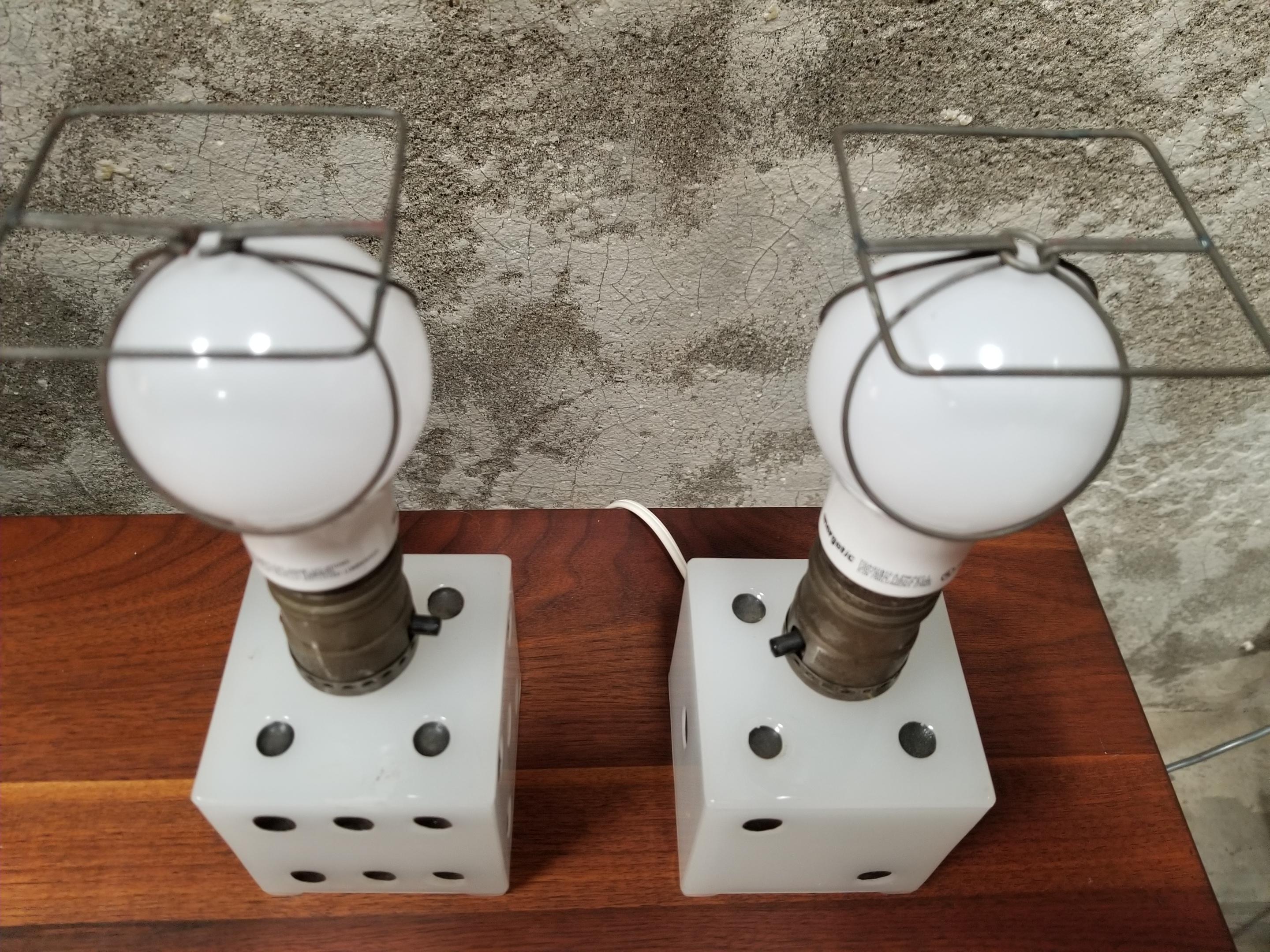 Mid-20th Century Playing Dice Table Lamps, circa 1950s