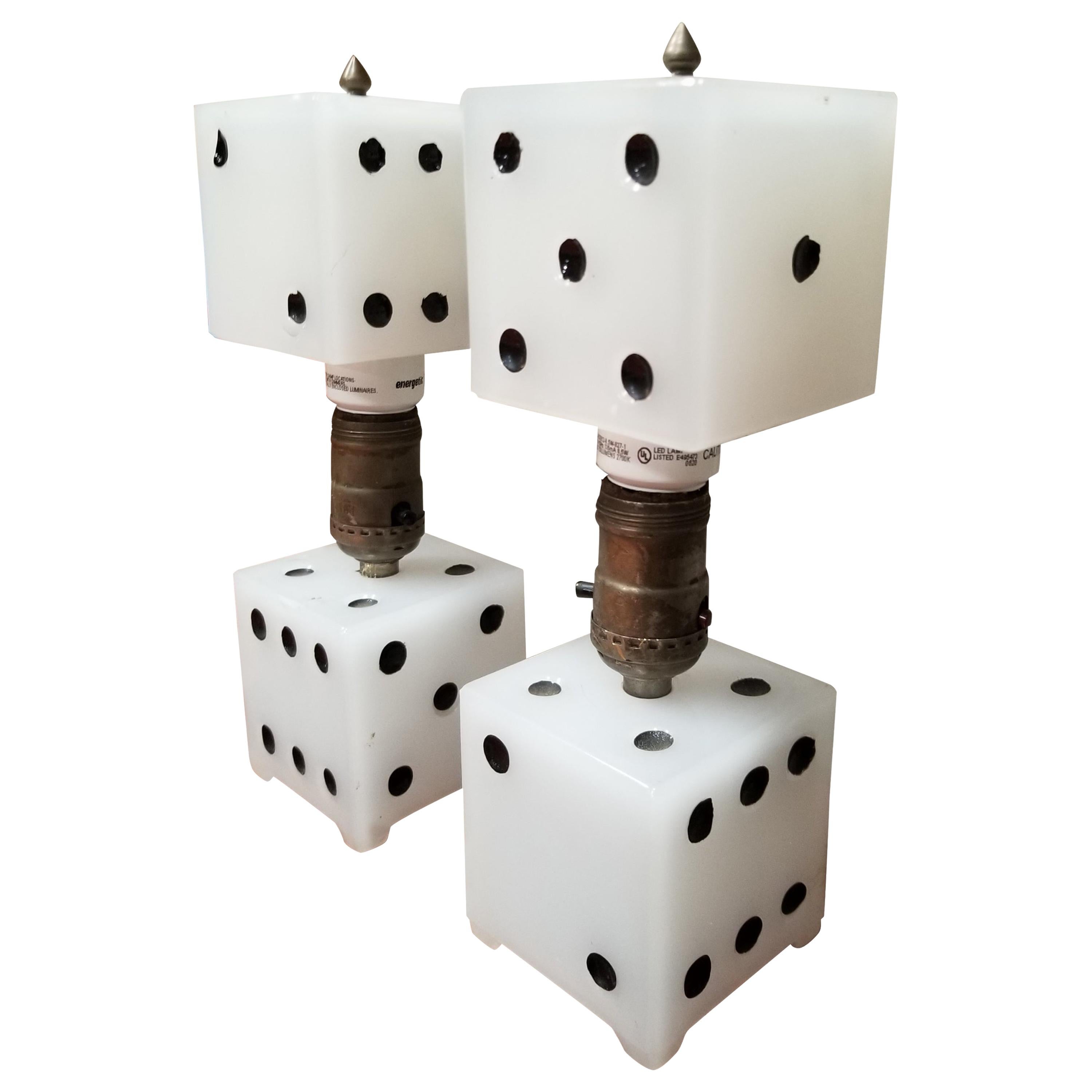Playing Dice Table Lamps, circa 1950s