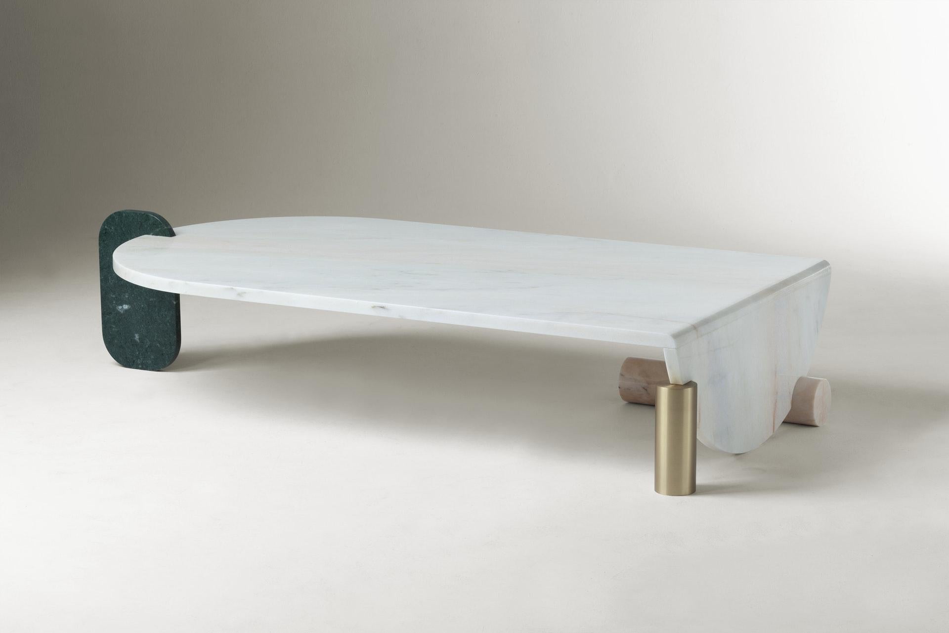 Bauhaus DOOQ Center Table in Marble and Brass Playing Games For Sale