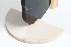 DOOQ Side Table in White, Nero Marquina, Green Guat. Marble& Brass Playing Games