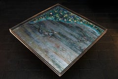 "Playing Koi" Coffee Table in Murano Glass, Plexiglass and Tempered Glass