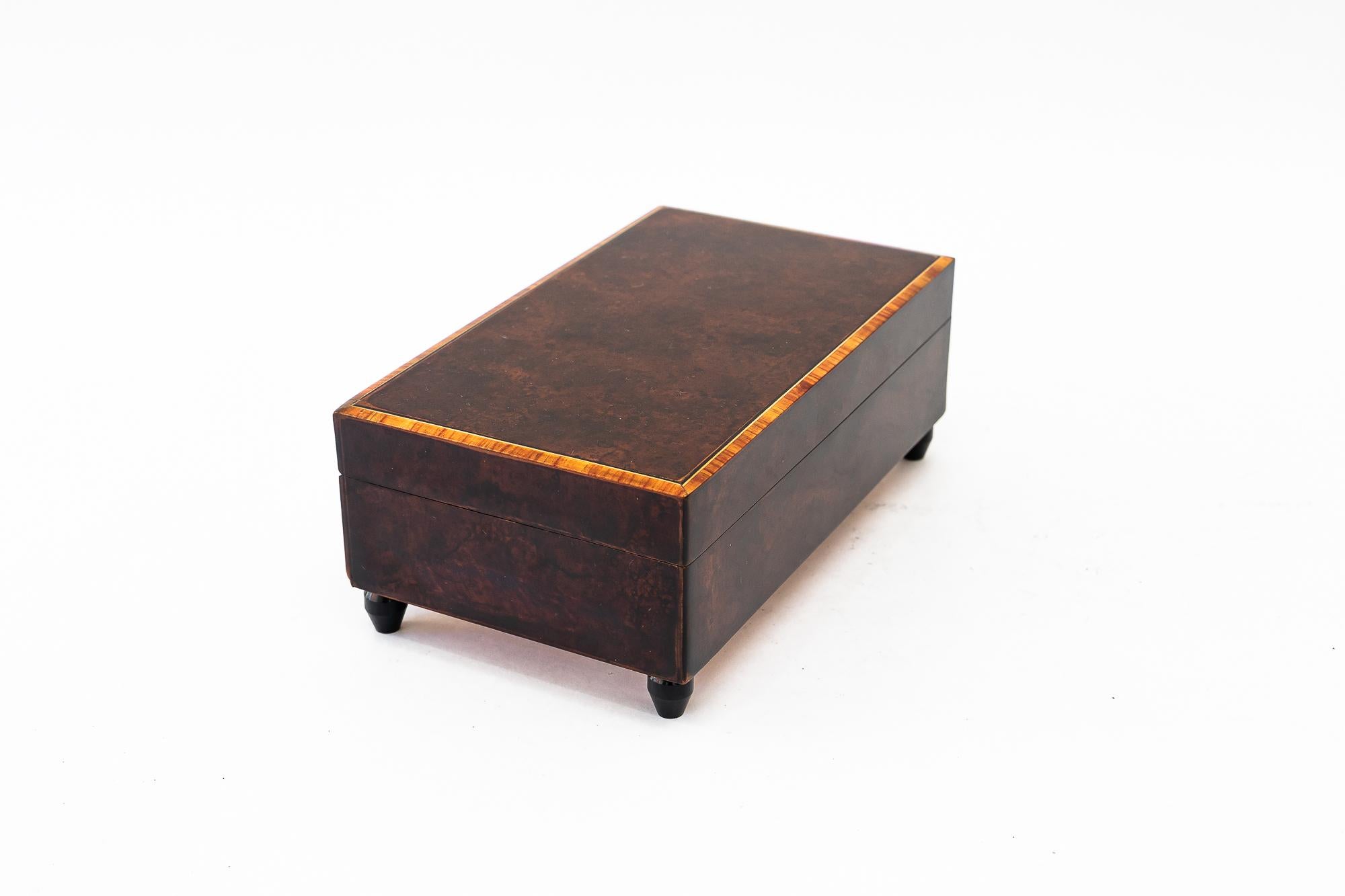 Wood Playing music maple cigarettes box vienna around 1950s For Sale