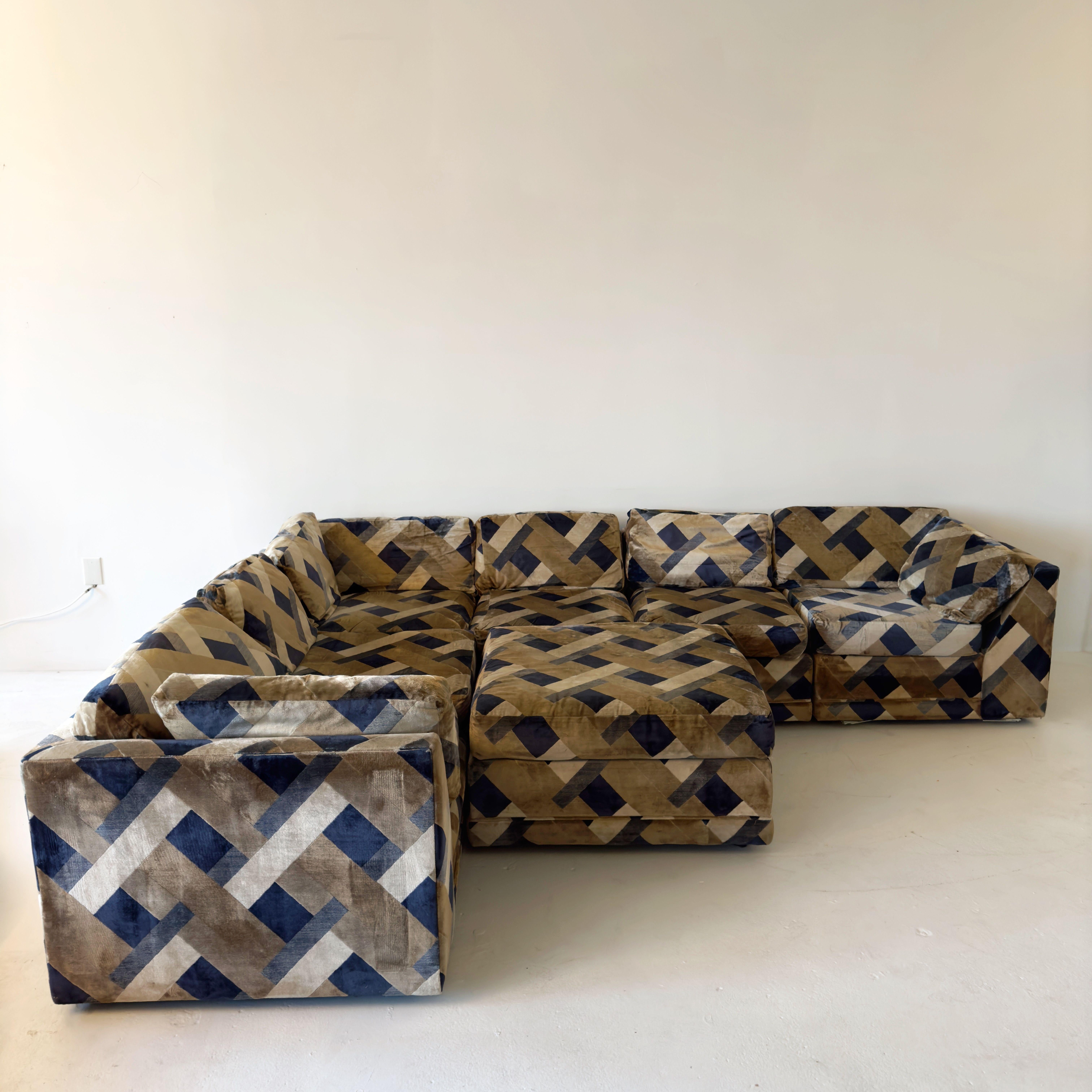 Late 20th Century Playpen Style 1970s Modular Sectional Pit Sofa - Seven Pieces